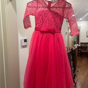 Elegant Pink Lace Kids Dress
